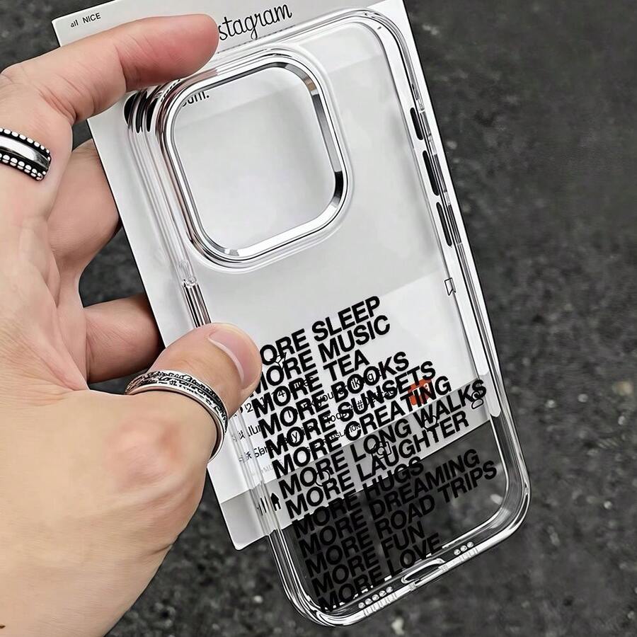 ¡Consigue una nueva funda para tu teléfono! Más Artículos: Funda para Teléfono Compatible con iPhone 17, 16E, 16, 15, 14, 13, 12, 11 Pro Max, Air, X, XR, XSMAX, 8, 7 Plus, con un Marco de Lente Plateado Metálico y una Cubierta Trasera Transparente y Suave. ¡Consigue una nueva funda para tu teléfono! - 1 pieza - Ver 1