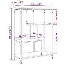 Larryhot Estantería madera de ingeniería y acero Sonoma gris 81x36x115cm, Fácil de montar, elegante y hermoso, y conveniente para almacenar artículos, es una opción ideal para el almacenamiento y la decoración del hogar. - Gris - Ver 8