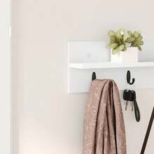 Larryhot Perchero de pared 80 x 10,5 x 18 cm Madera de ingeniería, Fácil de montar, elegante y hermoso, y conveniente para almacenar artículos, es una opción ideal para el almacenamiento y la decoración del hogar. - Blanco - Ver 4