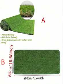 1pc 19.7x197 Inch High Quality Artificial Grass, Plastic Material, Outdoor Artificial Carpet, Realistic Indoor/Outdoor Grass Mat, Suitable For Outdoor Garden, Yard, Balcony Decoration, Beach And Swimming Scenes. [Can Be Cut Freely] - Green - View 8