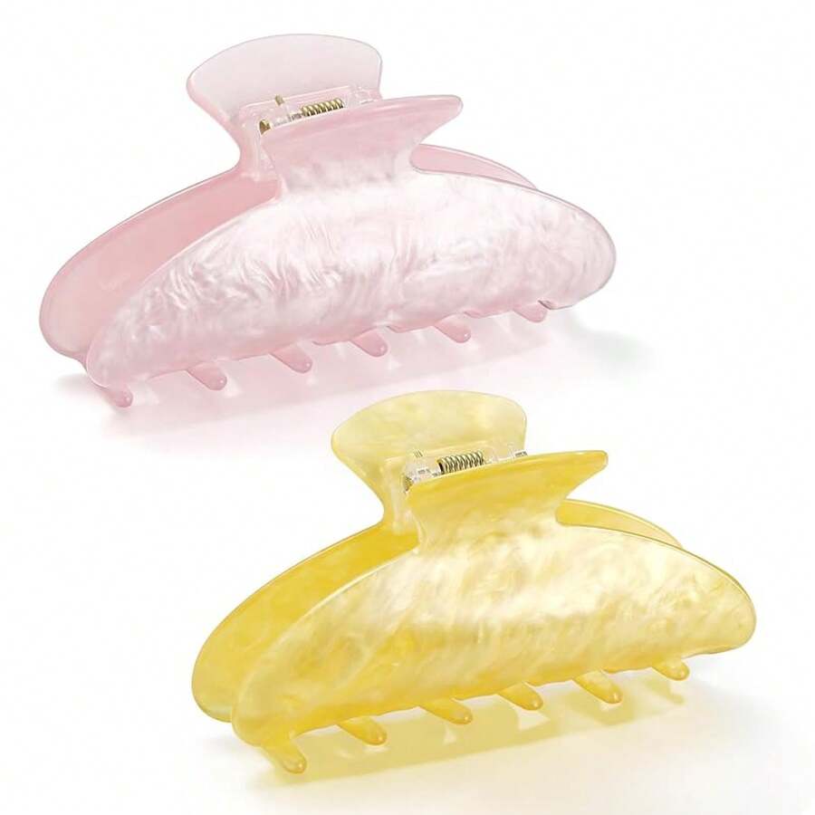 CWJCYTNSN 2 PCS Claw Clips Women, Elegant Hair Clips Fashion Glitter Initial Claw Clip Girls, Wedding, Bridesmaid Gifts, Birthday Gifts,, Letter Evalentine's Day S4GG - C-黃色+粉紅色 - 查看 1