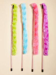 1个随机颜色毛绒逗猫棒，底部带铃铛，适合猫咪 - 彩色 - 查看 4