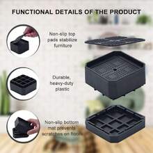 8 Elevadores de Cama para Muebles, Negro Elevadores para Muebles, Elevadores de Patas para Muebles, Elevador de Apilables Resistentes para Marco de Cama Dormitorio Mesa Sofá y Silla,37333910 - Multicolor - Ver 5