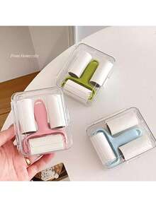 1 Handle + 3 Replaceable Core Lint Roller Kit,Portable Roller Hair Sticking Device: A Roll Of Clean Hair, Mini Carry! Sticking Hair, Removing Pet Hair, Cleaning Paper Scraps, Not Hurting Clothes, Adapting To Multiple Scenes, Clothes/Household Cleaning Artifact,Effortlessly Refreshes Items For Ultimate Practicality. - 粉色 - 查看 4