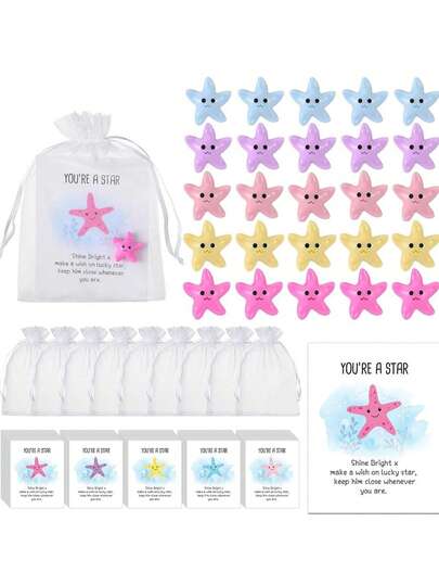 15pcs/Set Resin Ombre Star Shaped Pocket Hug Card Gift Set, DIY Pocket Hug Gift Cards, Resin Star Souvenirs, Touching Gifts, Commemorative Cards, Inspirational Thank You Cards, Suitable For Team Appreciation Events, Office Pocket Gifts, Birthday Parties, Themed Parties, Gifts For Friends, Colleagues Or Employees