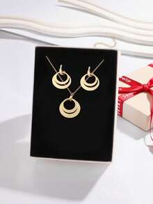 3pcs/Box Sparkling Zirconia Flower Earrings & Necklace Set, Lucky Leaf Jewelry Set, Suitable For Daily Wear, Party, Date, Wedding, Bride Gift, Lover Gift, Mother's Gift, Christmas Gift Box, Birthday Gift