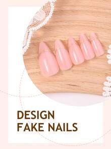 24 uñas acrílicas de forma de almendra de tamaño mediano con efecto dorado cromado francés, set de uñas postizas rosas Y2K adecuado para salones de uñas, niñas y mujeres como accesorios de uñas para uso diario, fiestas y regalos - Multicolor - Ver 3