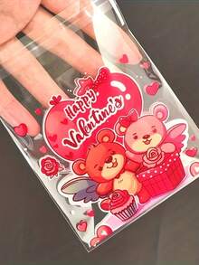 Valentinstag Fröhlicher Bär Muster Geschenkverpackungstüten, Valentinstag Party Verpackungstüten, Rotes Herz und Bär Muster Transparente selbstklebende Tüten, Vier-in-Eins gemischte Verpackung - Geeignet für verschiedene kleine Geschenkverpackungen am Valentinstag, Vier Muster werden zufällig ausgewählt. Valentinstag, Valentinsgeschenk, Geschenk für Männer, Geschenk für Frauen - Verschiedenfarbig - Übersicht 6