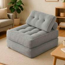 MAGMALIFE Sofá Plegable 2 en 1 Terciopelo Suave Relleno de Memory Foam Respaldo Antideslizante Color Gris 85x85x78 cm Se Convierte en Cama Ideal para Sala Recámara u Oficina - Multicolor - Ver 1