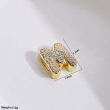 1颗18K镀金A-Z锆石字母吊坠珠，女士DIY定制名字手链时尚首饰礼品 - 金色 - 查看 6