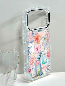 Tropical Ocean Collage Pattern, Fresh Vacation Style, Transparent Phone Case With Electroplated Ring, Phone Case For IPhone17 PRO MAX IPhone17 AIR /16/15/14/13/12/Pro Max/Pro/Plus, For Galaxy A54/A55/A56/A70/A71/A72/A73/A, Galaxy S26/S25/S24/S23/S22/S21. Wave-Shaped Design, Comfortable Grip, Everyday Reliable Protection. Great Gift Choice For Holidays, Perfect For Users Who Love Island Vibes And Summer Energy, Pink Flowers, Sea Turtles, Flamingos, And Seashells Combined, Creating A Romantic Coastal Atmosphere And Cheerful Mood. - 無色 - 查看 7