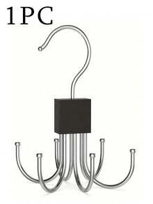 4pcs Multifunctional Rotating Belt Hanger - Foldable, Large Capacity, Can Hang Belts, Bras, Ties And Scarves - Stainless Steel Wall Mounted Storage Rack