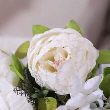 Duovlo Artificial Peony Silk Flowers Fake Flowers Vintage Wedding Home Decoration,Pack Of 1 (Spring Milk White),20.87*3.5,SpringMilkWhite - 春牛奶白 - 查看 6