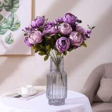 Duovlo Fake Flowers Vintage Artificial Peony Silk Flowers Wedding Home Decoration,Pack Of 1 (New Purple),20.87*3.5,NewPurple - 新紫色 - 查看 7
