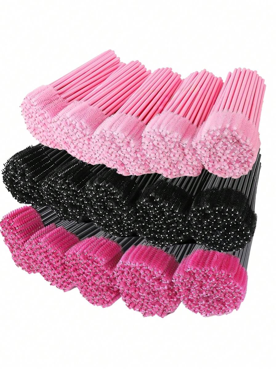 100/500Pcs Disposable Black Eyelash Brushes Mascara Wands Lash Eyebrow Spoolies Mini Makeup Applicators,Eyebrow Brush,Eyeshadow Brush,Spoolie,Spoolie Brush - Multicolor - View 1
