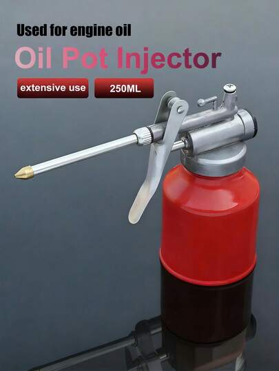 1pc 250ml Manual Grease Gun - Durable Metal Oil Can With Long Nozzle, Suitable For Automotive And Machinery Industry Grease Pumps, Green/Red, High Quality Construction