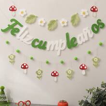 Colorful Pink Green Retro "Feliz Cumpleanos" (Happy Birthday In Spanish) Party Backdrop Wall Decor Pennant Hanging Banner - Multicolor - View 11