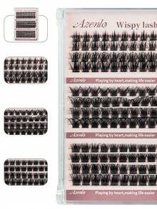 144 Stücke gemischtes Wimpernverlängerungs-Set, flauschige C-Locken Volumeneffekt, natürlicher Make-up-Effekt, 10-16mm gemischte Länge Wimpernbüschel, geeignet für dicke & gekräuselte Wimpernoptik, anfängerfreundlich, DIY Wimpernverlängerung, geeignet für Cosplay, Anime und tägliches Make-up - Schwarz - Übersicht 3