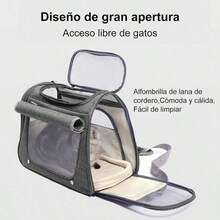 Transportadora para Perro y Gato, Bolsa de Transporte Transpirable para Mascotas, Transportín para Mascotas Pequeños y Medianos, Portador Plegable para Mascotas al Aire Libre con Tapete de Lana, Gris& asiento para perro auto | mascotas perros | cama para perro. - Gris - Ver 9