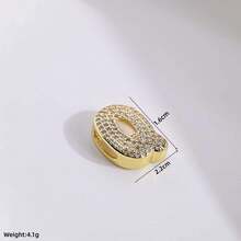 1颗18K镀金A-Z锆石字母吊坠珠，女士DIY定制名字手链时尚首饰礼品 - 金色 - 查看 15