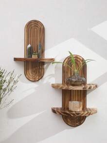 1pc/2pcs Bohemian Style Wooden Wall Frame, Rainbow Arch Wooden Floating Shelves, Multi-Functional Storage Rack, Easy To Install, Suitable For Seasonal Home Decor, Medieval Modern Rainbow Decor, Perfect Gift For Friends During Back To School, Valentine's Day And Ramadan - Applicable For Bedroom, Living Room, Hallway, Nursery, Kitchen, Office, Farmhouse, Etc. - Multicolor - View 7