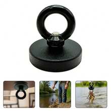 32mm Single-Sided Black Magnetic Hooks, Suitable For Kitchen/Garage/Flower Basket/Hardware Storage, Lightweight & Portable, Reusable, Metal Key Retriever For River Salvage - Black - View 7