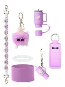 适用于30盎司/40盎司保温杯的7件套配件包，包括：1个手柄带、1个硅胶吸管套、1个硅胶杯套、3个悬挂配件