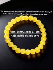 1 pieza Pulsera de cuarzo amarillo sintético hecha a mano, regalo perfecto para hombres y mujeres, accesorio de uso diario, adecuado para todas las festividades, Navidad, Día de San Valentín - Multicolor - Ver 3