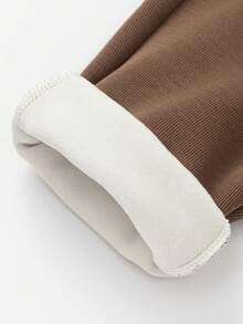 Balabala Toddler Boys' Fleece Straight Leg Pants, 2025 Autumn/Winter, Warm & Casual - Coffee - View 9