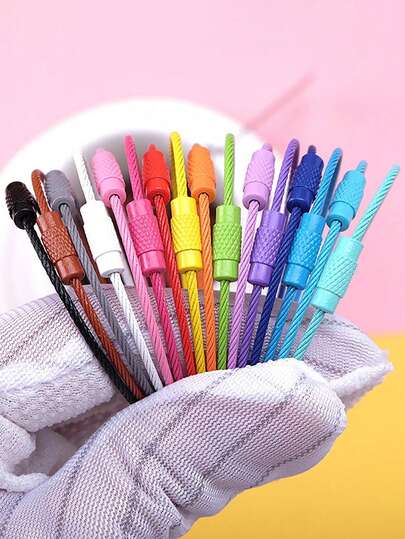 10/30 st. färgglada runda bagageetiketter, nyckelringar, karbinhakar, nyckelring, repnyckelring, kabelskruvlåstillbehör, enkel installation och hållbara