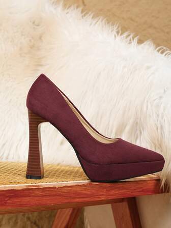 Scarpe décolleté da donna eleganti e sexy, con plateau impermeabile, punta affusolata, adatte per feste e occasioni, tacco super alto, colore bordeaux