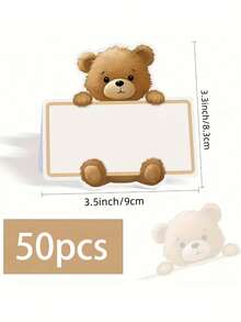 50 piezas Tarjetas de felicitación 3D de oso de peluche, Tarjetas con diseño de oso de peluche, Tarjetas de vacaciones, Tarjetas del Día de San Valentín, Tarjetas de regreso a la escuela, Papelería, Etiquetas plegables en blanco con diseño de lindo oso de peluche marrón, Tarjetas de asiento de estudiante, Tarjetas de compañeros de clase - Multicolor - Ver 13
