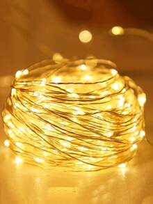 1pc 3/4/10m Battery Powered Home Decor Copper Wire LED Fairy Lights – Warm/White/Multicolour/Blue String Lights For Bedroom Decor, Curtain Decor, Wedding Decor, Party Decor (Flameless Indoor, Reusable Holiday Lighting) - 3 AA Copper Wire Lights - View 3