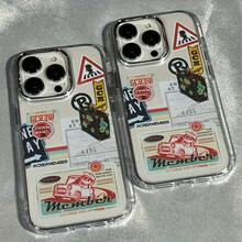 Funda de teléfono a la moda Funda de teléfono: Etiqueta de adhesivo de automóvil para iPhone 16 Promax/Funda de teléfono/13/12/11 Ligera Antideslizante, Absorción de Impactos Alta Calidad Nuevo Diseño de  de Moda para Hombres y Mujeres Funda de Protección para Chicas Mujeres TPU Suave a Prueba de Impactos Más Protectora y Femenina - 1 pieza - Ver 1