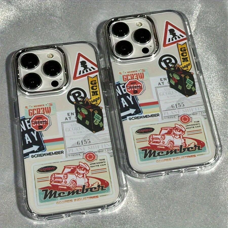 Funda de teléfono a la moda Funda de teléfono: Etiqueta de adhesivo de automóvil para iPhone 16 Promax/Funda de teléfono/13/12/11 Ligera Antideslizante, Absorción de Impactos Alta Calidad Nuevo Diseño de de Moda para Hombres y Mujeres Funda de Protección para Chicas Mujeres TPU Suave a Prueba de Impactos Más Protectora y Femenina - 1 pieza - Ver 1