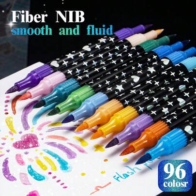 2-In-1 Dual-Tip Glitter Marker Pens, Dual-Color Shimmer Markers For DIY Painting, Graffiti, Creative Arts