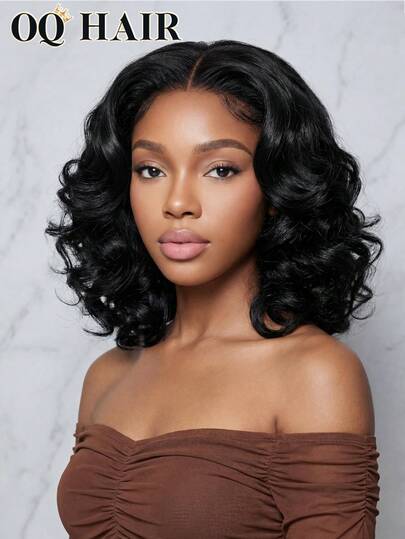 OQ Ready-To-Wear Natural Wave Curly Wig, Pre-Cut & Pre-Plucked, No Glue, 180% Density, 8-14 Inches, Romantic Travel, 7"X5" Pre-Bleached Transparent Lace Top, Natural Color Curly Wig, Fast Shipping, Unprocessed Real Hair, Fashionable & Natural, Youthful & Gorgeous, Comes With Gift, High-Quality Wig For Daily Wear, Suitable For Beginners