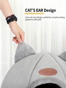 Casa para Gato/Cama para Gato, Cama para Gato em Formato de Cabeça de Gato Cinza, Adequada para Animais de Estimação Pequenos a Médios, Cama para Cachorro Estilo Caverna de Sono Semi-Fechada, Confortável, Quente, Antiderrapante, Adequada para Todas as Estações, Acessórios para Cachorro/Gato