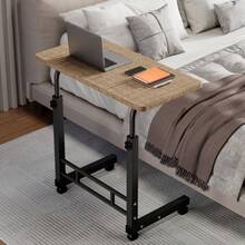 8-Color Selectable Mobile Height-Adjustable Computer Desk, Height Adjustable With Wheels, Bedside/Sofa/Dorm Lazy Table, Laptop Stand Coffee Table, Holiday Gift - 4個輪子復古色 - 查看 3