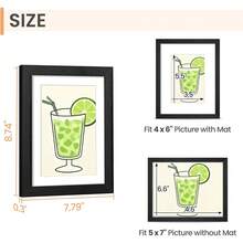 Juego de 6 marcos para cuadros de 5 x 7, imágenes de 4 x 6 con tapete o 5x 7 sin tapete, Marcos Para Fotos Pared, Negro. - 1 - Ver 3