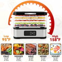 Five-Tier Food Dehydrator With Fruit Preserver And Meat Jerky Maker 304 Stainless Steel Model Adjustable Temperature Range: 40-75°C For Fruit Drying Simple Operation Ideal For Dehydrating Fruits, Vegetables, And Meat Dried Goods Production Yogurt Making - US B Type Plug(110-127V) - View 3