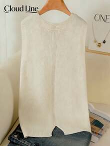sweat-shirt oversize pour femme, décoration de poche bicolore, gilet ample mi-long pour superposition - Nude - Voir 2
