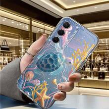 Adecuado para funda de teléfono  Galaxy Nueva A5 A3 A02 A34 A13 A14 A32 A24 A12 A50 A54 A70 A73 A34 A55s NOTA 10F12 M10S Funda de vacaciones de dibujo animado linda Funda de espacio TPU transparente suave Funda pintada con flores mariposa patrón de océano Funda impresa personalizada de moda simple creativa Imagen 2203 - Multicolor - Ver 8