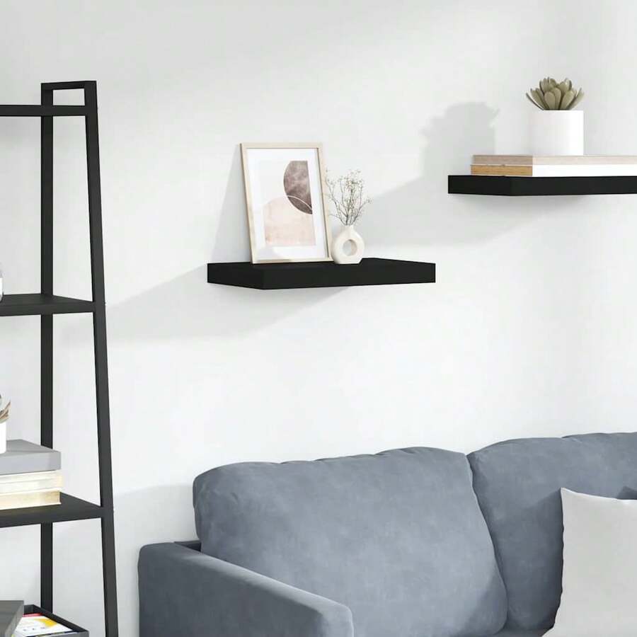 Larryhot Scaffale a Parete Nero 40x23x3,8 cm in MDF, Facile da assemblare, dall'estetica elegante e raffinata, pratica per riporre gli oggetti, la scelta ideale per l'organizzazione e la decorazione domestica - nero - Visualizzare 1