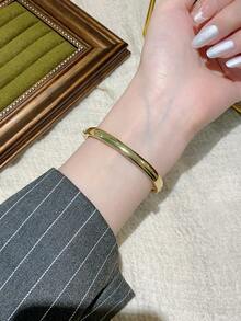 1 件女士椭圆形银黑色表盘金色石英休闲手表，适合日常佩戴 - 咖啡棕 - 查看 5