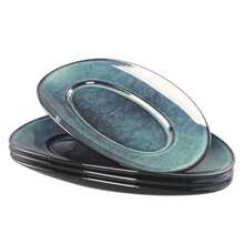 Oval Ceramic Serving Platters Set Of 4 For Dinner Fruit Salad Entertaining Modern Kitchen Dishes Light Beige Matte Finish  Durable Easy To Clean - Bụi tím - Xem 1