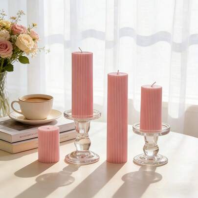 1支5厘米北欧粉色圆柱蜡烛，多种尺寸可选，创意造型装饰品，大豆蜡烛，婚礼纪念品，节日氛围蜡烛，浪漫晚餐蜡烛，家居装饰，摄影道具，生日礼物，女士礼物，应急照明，情人节照明，浪漫家居装饰，情侣礼物，约会之夜必备，告白礼物，周年纪念礼物，充满爱意
