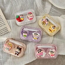 1个可爱卡通人物一体式隐形眼镜盒，带旋转盖，便携式隐形眼镜伴侣盒，可爱少女风护理盒，款式随机，适合作为新年、情人节、复活节礼物 - 彩色 - 查看 2