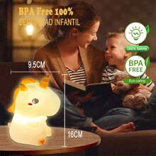 Luz Nocturna Unicornio Para Niños,Multicolor Lámpara de Noche Táctil Regulable,Lámpara de Noche Portátil Recargable Por USB,Adecuada para Dormitorios,Salones (Unicornio),37367895 - Naranja Quemada - Ver 2