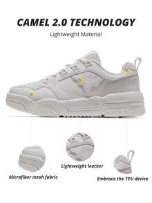 CAMEL CROWN Giày thể thao nam thường ngày, giày sneaker ngoài trời thoáng khí, giảm sốc, thích hợp cho mùa xuân và mùa hè. - Màu ngà/xám cát - Xem 4